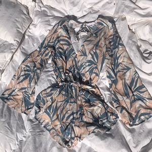 Cream, blue, and white romper